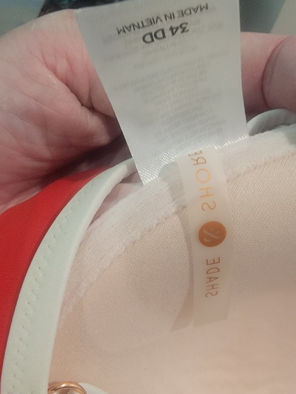 Shade & Shore 34DD Underwire Red with White Trim One Piece Swimsuit - Picture 7 of 9